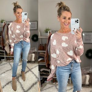 Lightweight heart sweater set (includes shorts) size small brand new